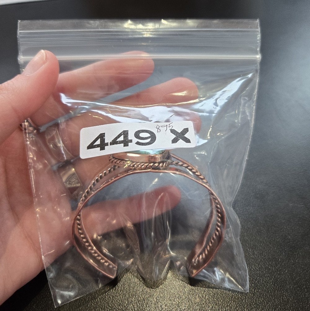 Turquoise Copper Engraved Cuff Bracelet - Picture 6 of 6